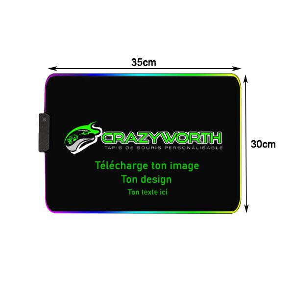Tapis de Souris Personnalisable RGB<br> 35x25 cm - CrazyWorth